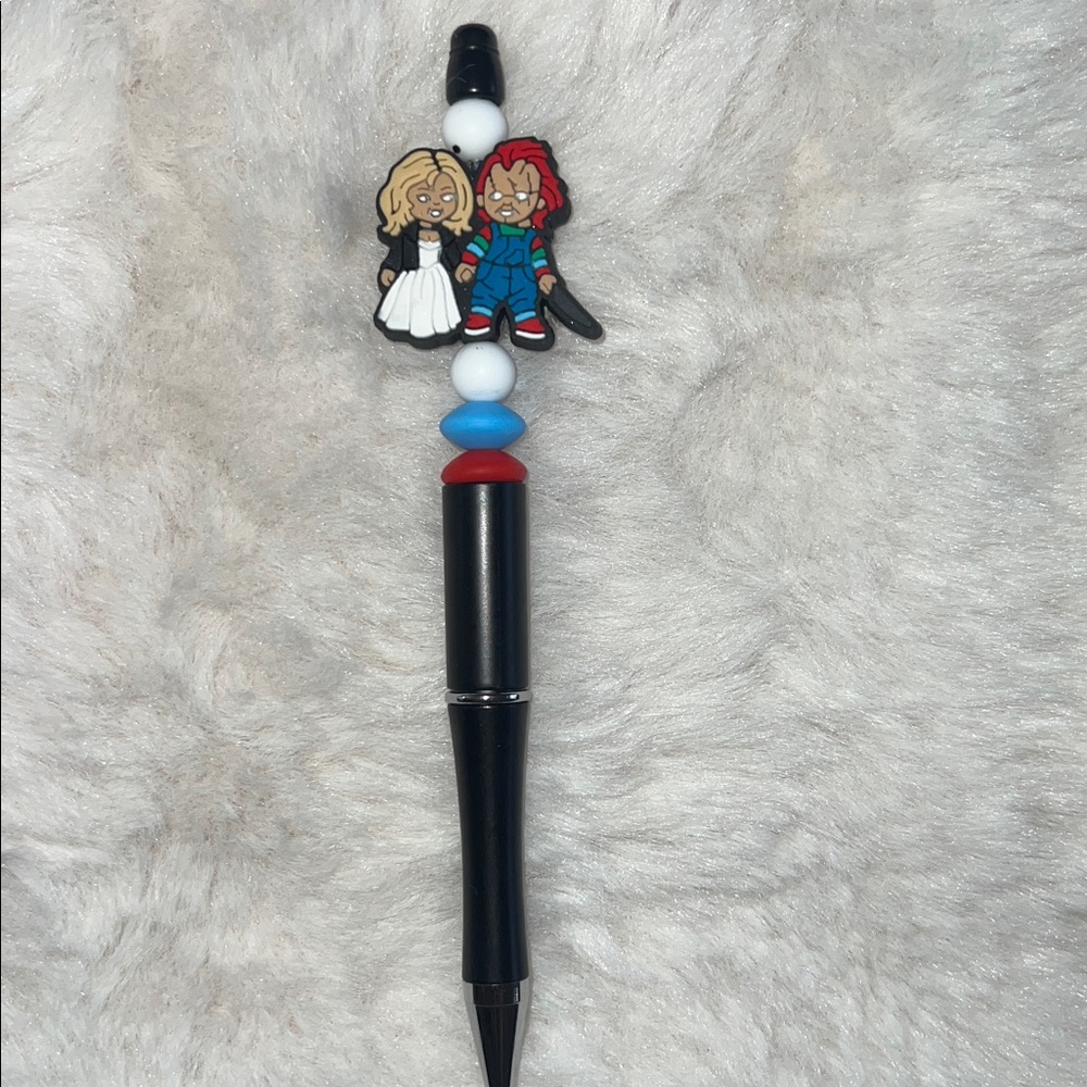 Chucky and Tiffany Black Pen with Character Charms